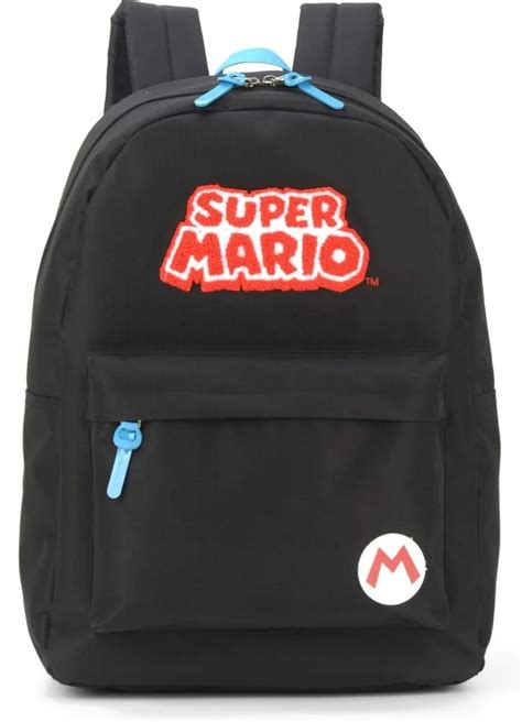 MOCHILA DE COSTAS SUPER MARIO PRETA BORDADO Dellírios Kids