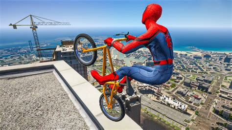 GTA 5 Spiderman Epic Bike Jumps 5 Spider Man Stunts Fails