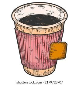 Tea Paper Cup Sketch Scratch Board Stock Illustration