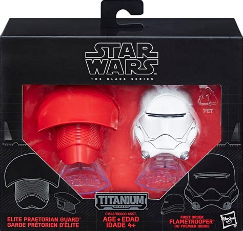 Elite Praetorian Guard And First Order Flametrooper Hasbro The Black Series Titanium Helmets