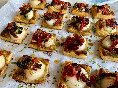 Scallop Pesto And Sun Dried Tomato Towers Dish Off The Block