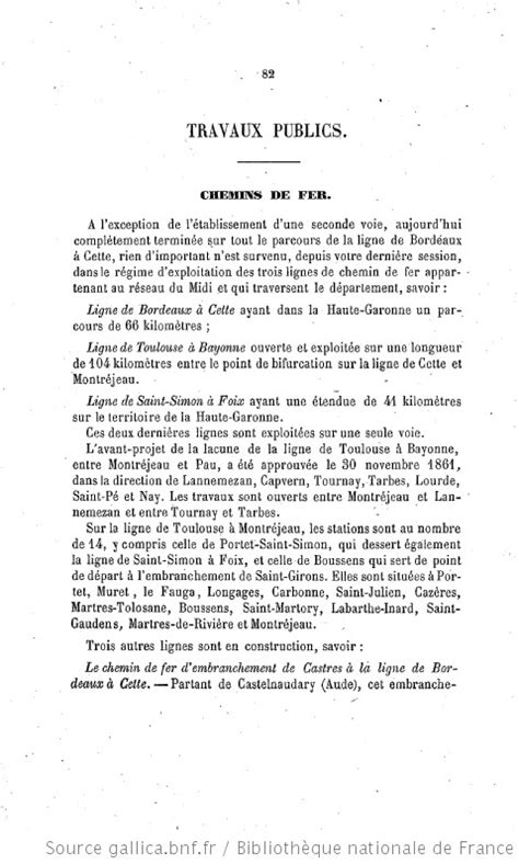 Rapports et délibérations Conseil général de la Haute Garonne 1863