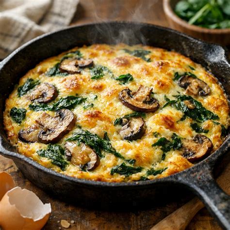 mushroom  spinach frittata recipe itsonlyrecipes