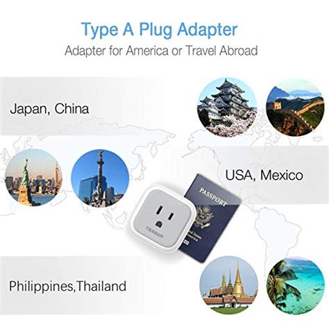 3 Prong To 2 Prong Adapter TESSAN Japan Travel Power Adaptor Type A