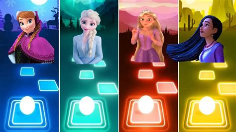 Frozen Anna Vs Elsa Let It Go Vs Tangled I See The Light Vs Wish Asha Disney Princesses Youtube