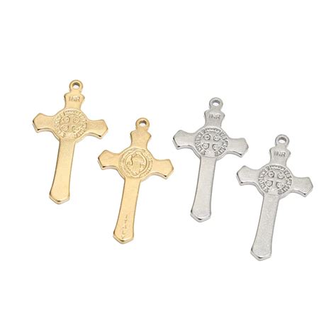 Pendentifs en forme de croix plaqués or en acier inoxydable pour la