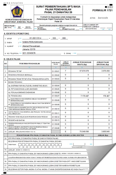 Formulir 1721 A1 Excel Lengkap Berbagi Informasi