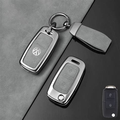 Zinc Alloy Leather Car Smart Key Case Cover Shell Fob Holder For Vw