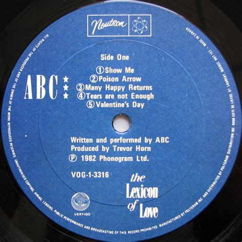 Abc The Lexicon Of Love 1982 Vinyl Pursuit Inc