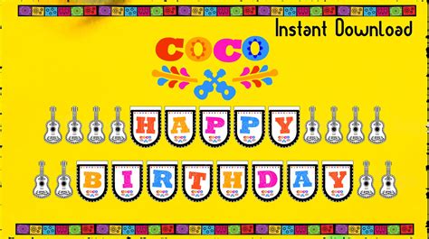 Guitar Coco Banner, Coco Party Supplies, SVG, PDF, PNG, Instant ...