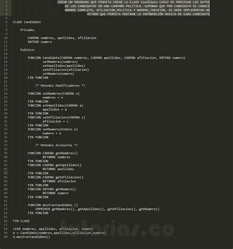 POO Pseudocodigo Clase Candidato Tutorias Co