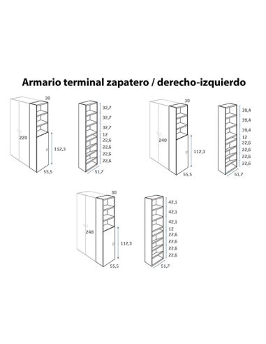 Armario juvenil terminal zapatero con estantes Kasas Decoración