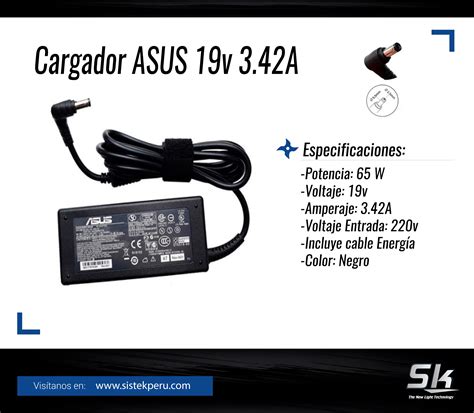 Cargador Para Laptop Asus 19v Sistek Peru