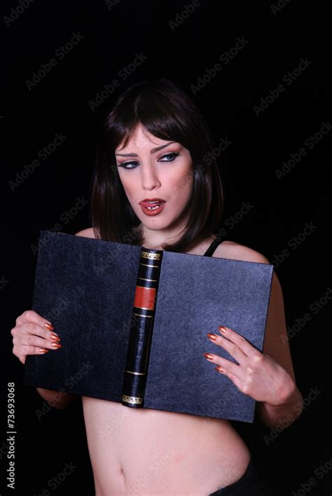 Sexy Nude Woman Book Frond Of Her Hiding Her Breast Stock Illustration Adobe Stock