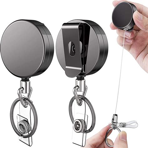 Metal Retractable Badge Holder Reel With Clear Id Card Holder