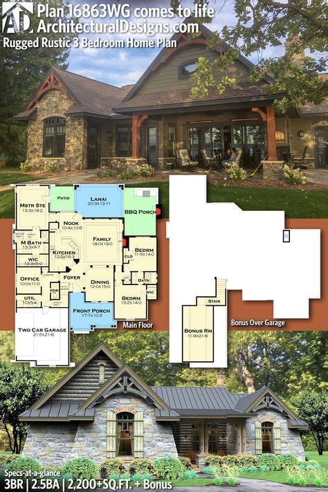 Plan 16863wg Rugged Rustic 3 Bedroom Home Plan Architectural Design House Plans House Plans