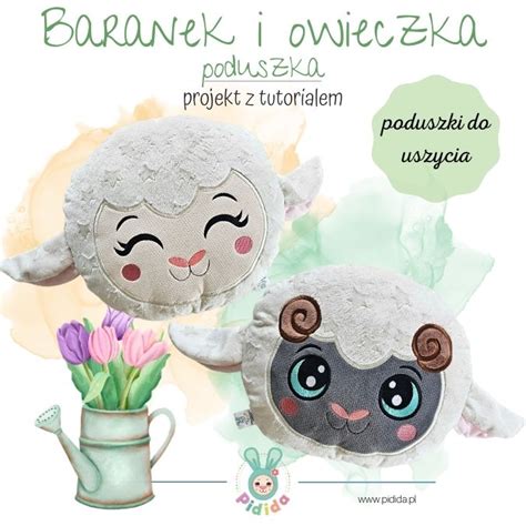 Owieczka i baranek poduszka projekt na hafciarkę z licencją Pidida