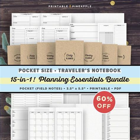 Pocket Size Traveler S Notebook Inserts Printable Planning Essentials