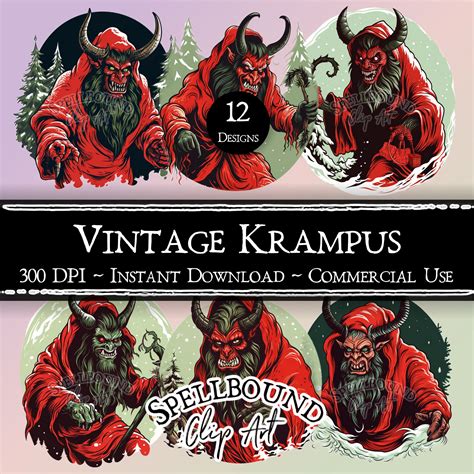 Vintage Krampus Digital Clipart, Commercial Use, Instant Download ...