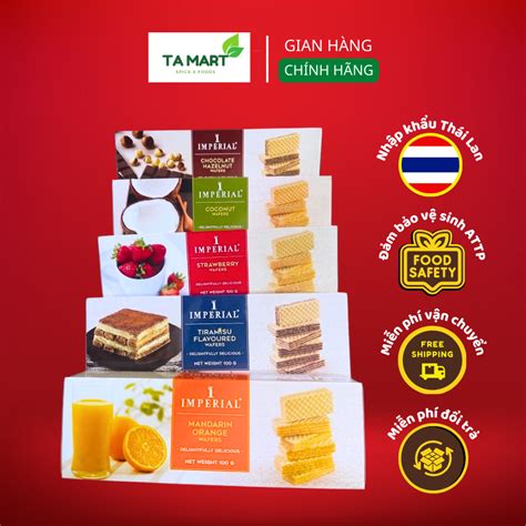 Bánh xốp nhân kem Imperial Thái Lan hộp 100g Bánh kẹo gói quà Tết