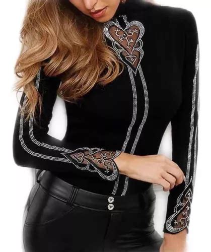 Blusa Negra Coraz N Manga Larga Cuello Tortuga Girlboss Env O Gratis