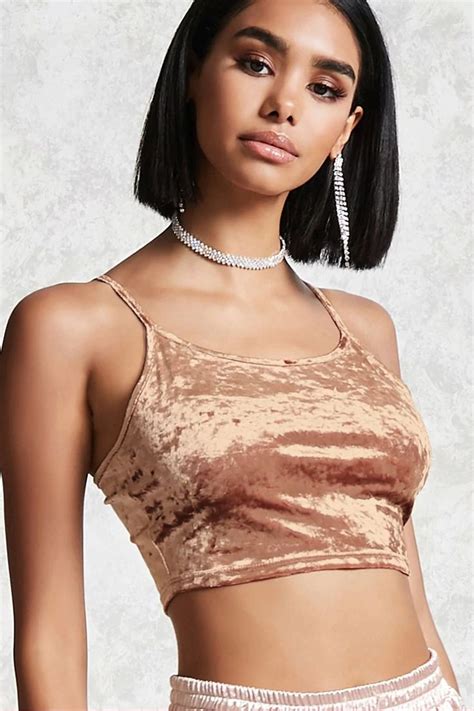 A Knit Crushed Velvet Crop Top Featuring A Scoop Neckline And