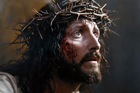 Premium Photo Jesus Christ Portrait With Crown Of Thorns