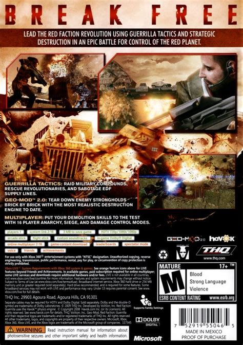 Red Faction: Guerrilla (2009) Xbox 360 box cover art - MobyGames
