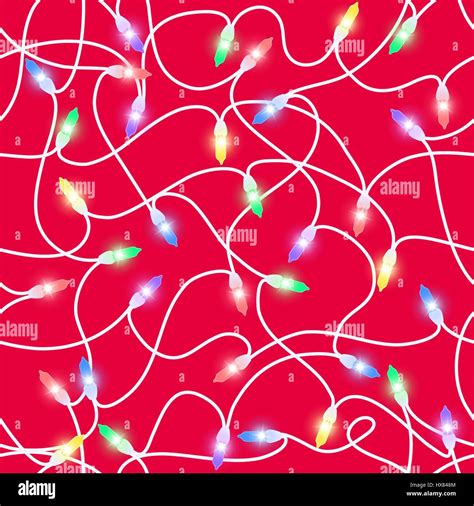 Seamless Christmas Pattern Of Luminous Colored Electric Garlands With