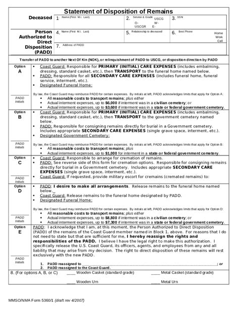 Statement Of Disposition Of Remains Doc Template Pdffiller