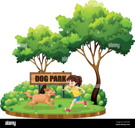 A Girl And Dog At Dog Park Stock Vector Image And Art Alamy