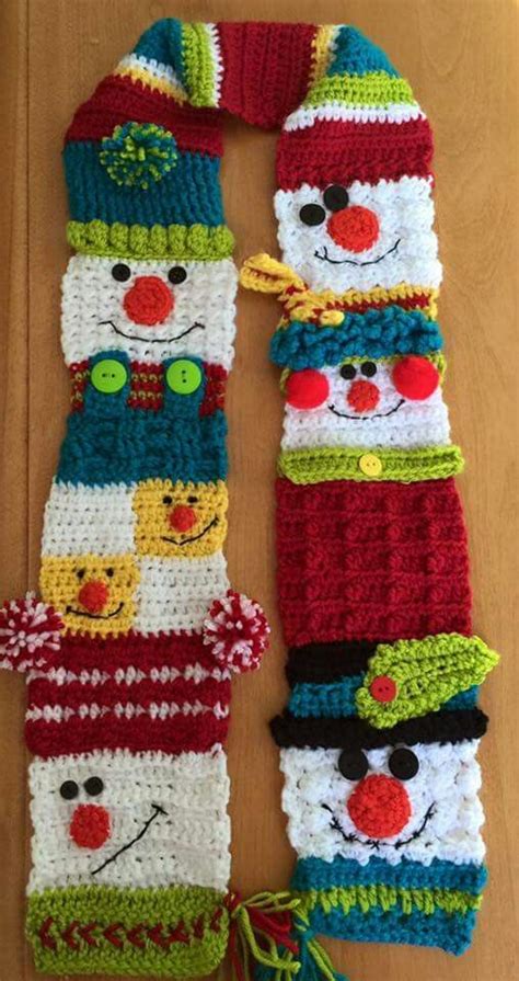 Snowman Sampler Scarf Christmas Scarf Crochet Christmas Crochet