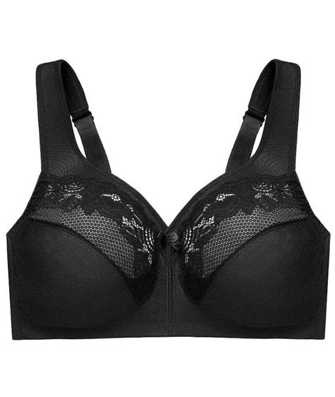 Glamorise Magiclift Wire Free Minimizer Bra Black Curvy Bras