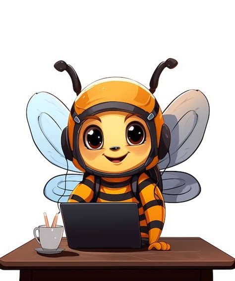 Retrato De Una Bonita Abeja De Dibujos Animados Con Computadora