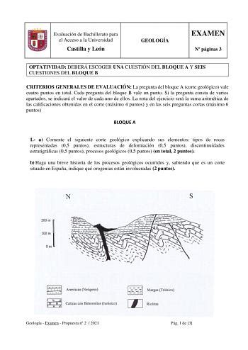 Examen De Geolog A De Castilla Y Le N Ebau De Descargar