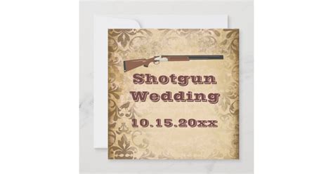 Shotgun Wedding Brown Damask Wedding Invitations | Zazzle