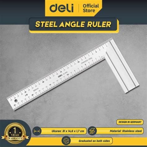 Jual Deli Penggaris Siku Tukang 30 Cm Stainless Steel Alat Perkakas