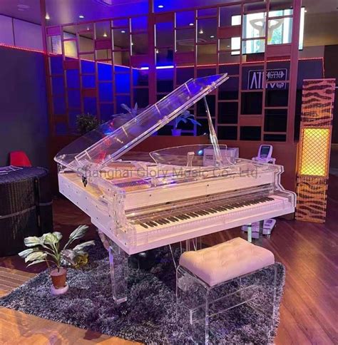 Luxury Furniture Acrylic Transparent Grand Piano Red Color For Home