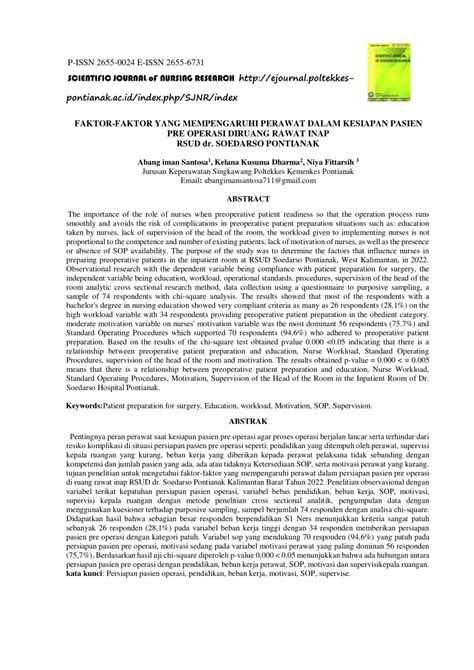 Pdf Faktor Faktor Yang Berhubungan Dengan Tingkat Kecemasan Pasien Pre Operatif Di Rsud Dr