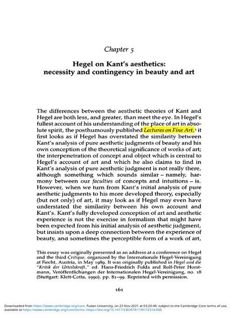 Hegel On Kants Aesthetics Necessity and Contingency in Beauty and Art | PDF | Immanuel Kant ...