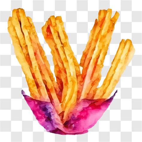 Baixe Batatas Fritas Estilo Aquarela Abstrata Em Uma Tigela Colorida