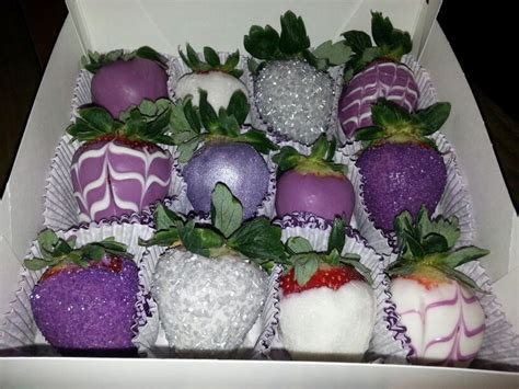 Purple Chocolate Covered Strawberries Postres Para Mesa De Postres