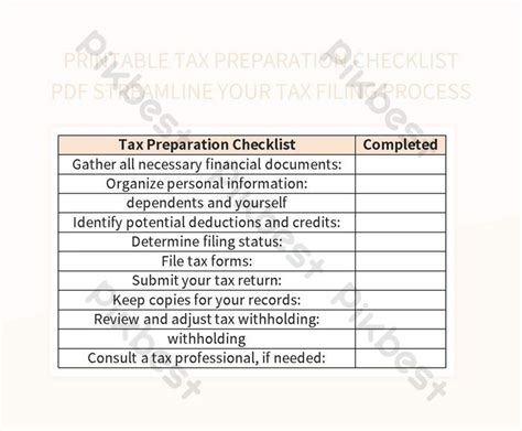 Tax Preparation Checklist Pdf To Simplify Your Filing Process Excel