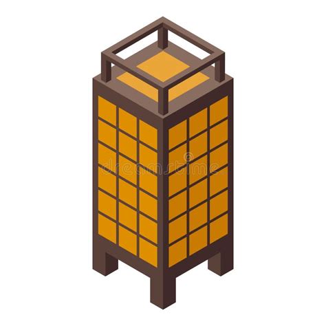 Traditional Japanese Lantern Standing On Wooden Legs With Yellow Paper