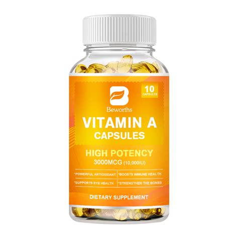 Beworths Vitamin A Capsules 10 000 Iu Supports Healthy Skin And Eyes Antioxidant Activity