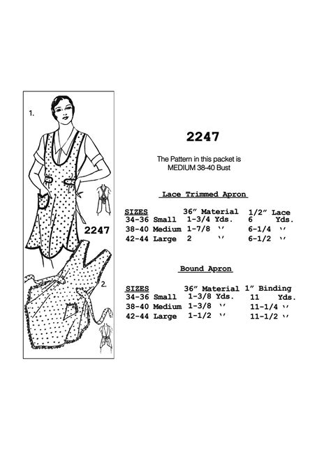 1930s Pretty Apron Ready Printed Sewing Pattern Bust 38 Etsy