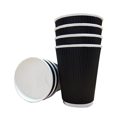 12oz Triple Wall Ripple Takeaway Coffee Cups Black