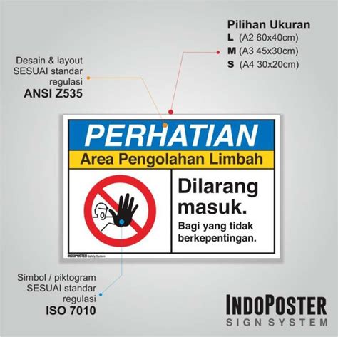 Jual Stiker Safety Sign K3 Ansi Area Pengolahan Limbah Dilarang Masuk