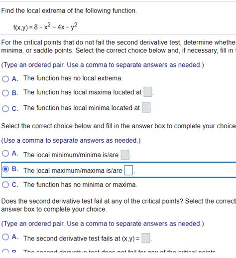 Solved Find The Local Extrema Of The Following Function