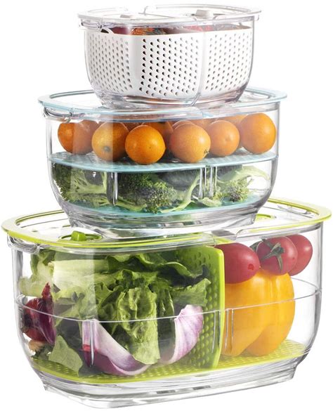 Prep And Savour Fresh Produce Vegetable Fruit Storage Containers 3piece